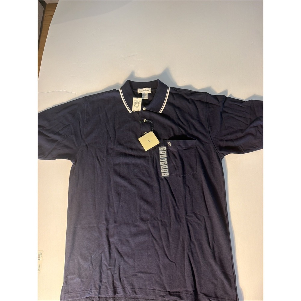 Arnold Palmer Golf Polo Shirt Mens Large Navy Pocket Cotton NWT Vintage